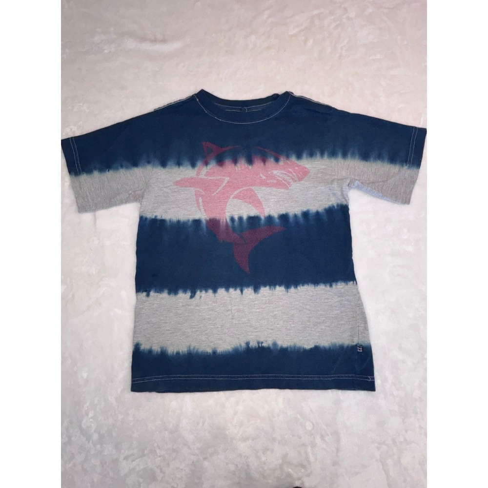 Cherokee Boys Navy Blue Gray Tie Dye Shark Graphic T-Shirt Size 14/16 XL